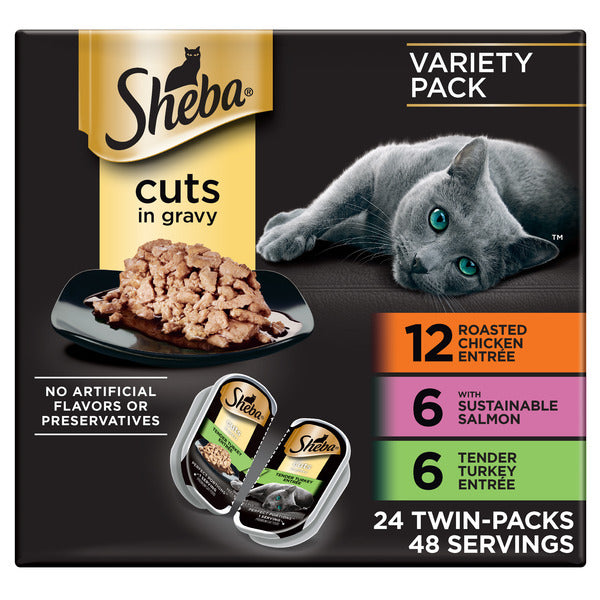 SHEBA PERFECT PORTIONS Perfect Portions Wet Cat Food Cuts in Gravy Variety Pack, Twin-Pack Trays