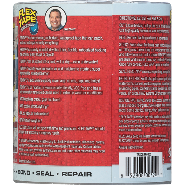 FLEX TAPE Tape, Waterproof, Strong Rubberized, Clear