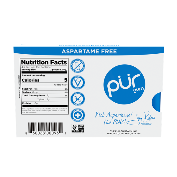 PÜR Peppermint, Aspartame Free, 100% Xylitol Natural Flavored Gum