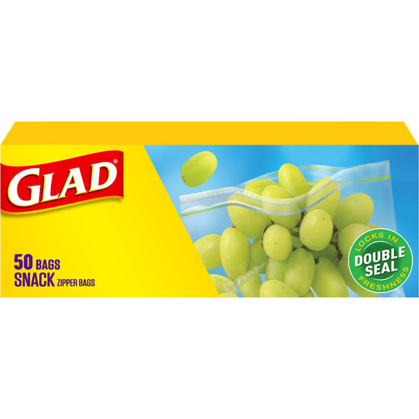 Glad Zipper Food Storage Plastic Bags, Snack
