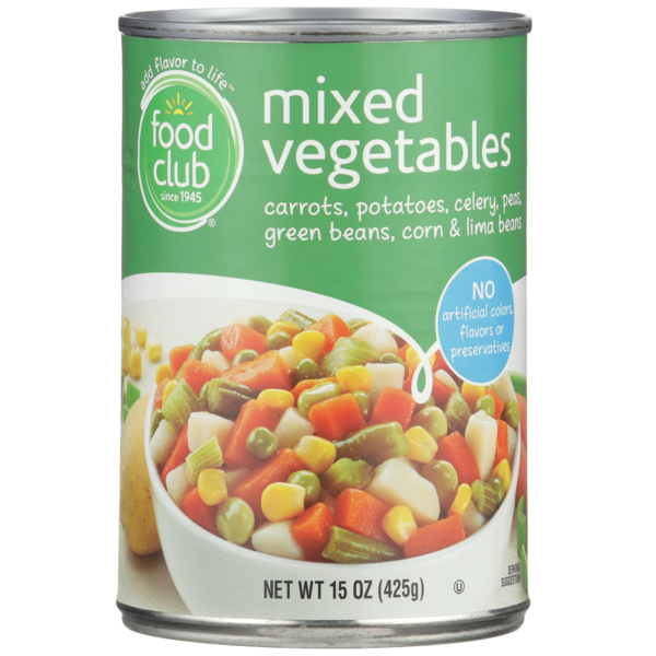 Food Club Mixed Vegetables Carrots, Potatoes, Celery, Peas, Green Beans, Corn & Lima Beans