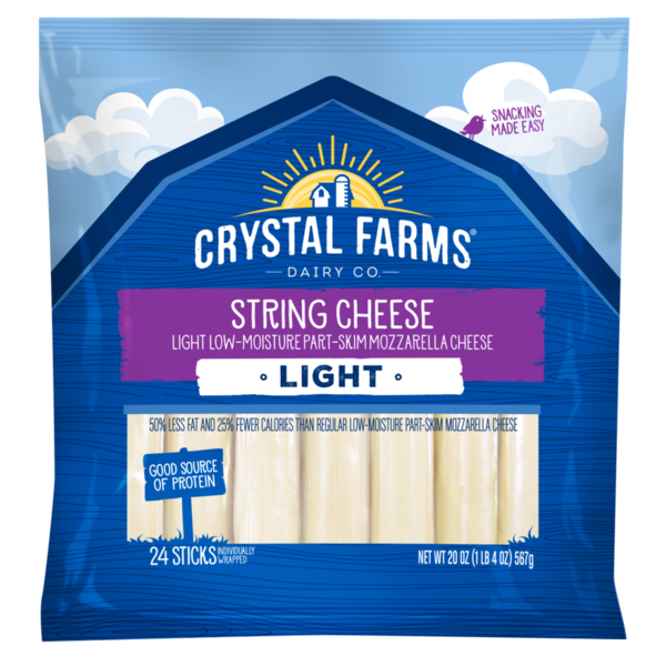 Crystal Farms String Cheese, Light, Part-Skim, Low-Moisture, Mozzarella