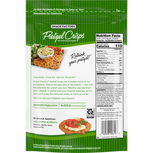 Snack Factory Garlic Parmesan Pretzel Crisps