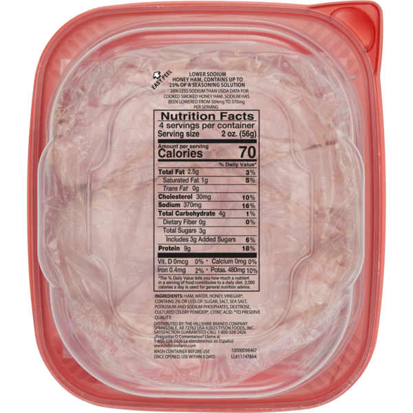Hillshire Farm Ultra Thin Sliced Lower Sodium Honey Ham Sandwich Meat, 8 oz