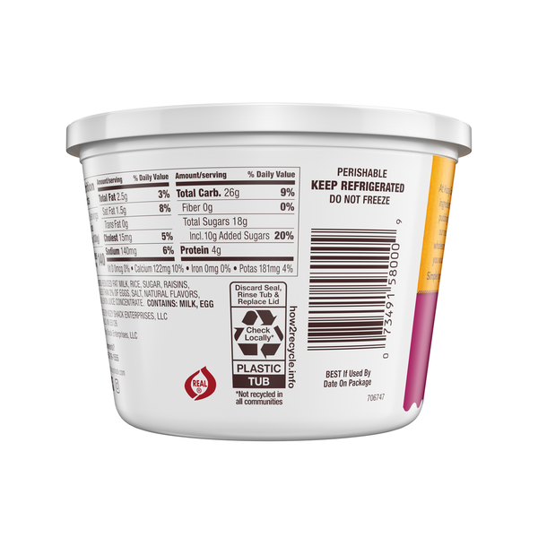 Kozy Shack Cinnamon Raisin Rice Pudding, Gluten Free Dessert