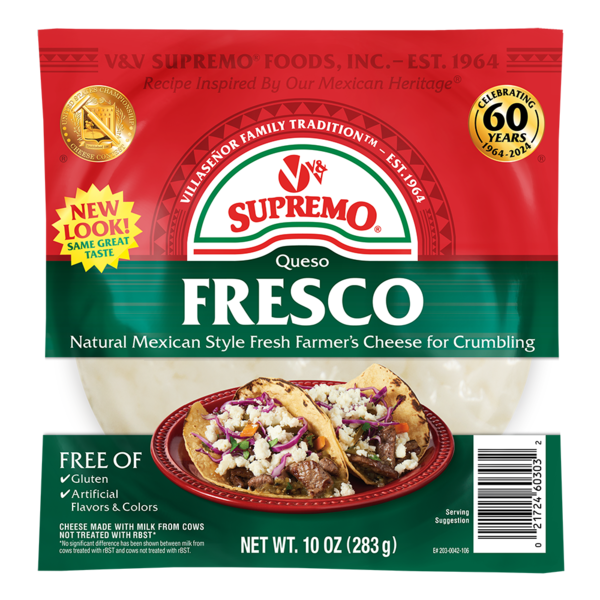 V&V Supremo Queso Fresco Cheese Chunk, Mexican Style Fresh Farmer&
