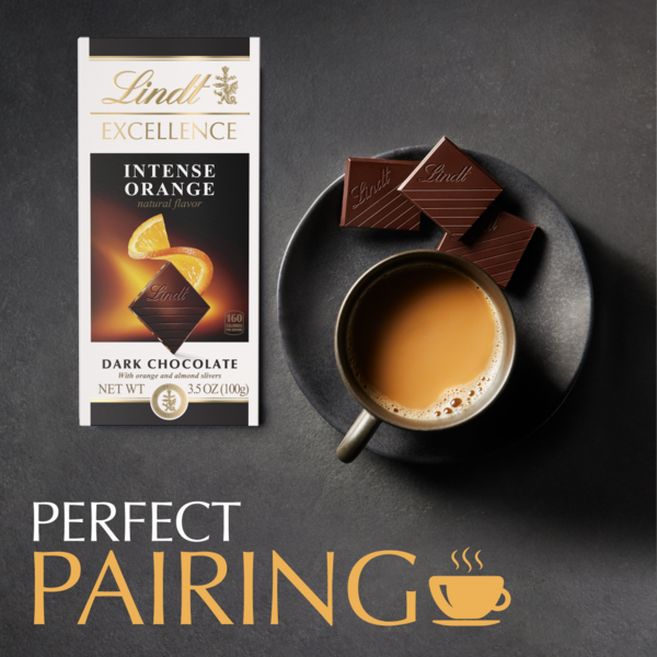 Lindt Excellence Intense Orange Dark Chocolate Candy Bar with Almonds