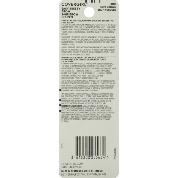 COVERGIRL Brow Ink Pen, 24Hr, Easy Breezy Brow, Soft Brown 300