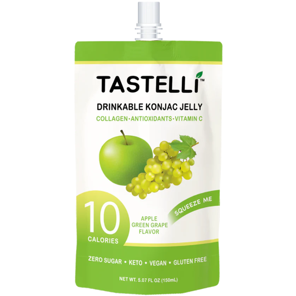 Tastelli Konjac Jelly Infused with Collagen Drink Pouch, Apple Grape
