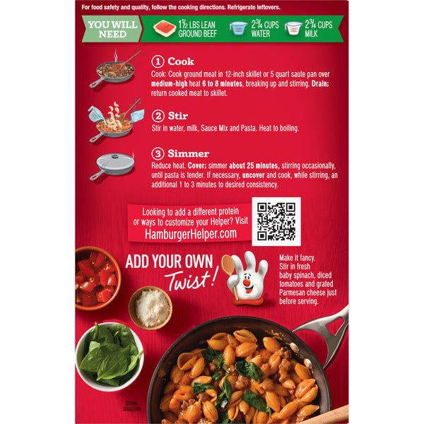 Helper Cheesy Italian Shells, Value Size, 9.9 Ounces Box.