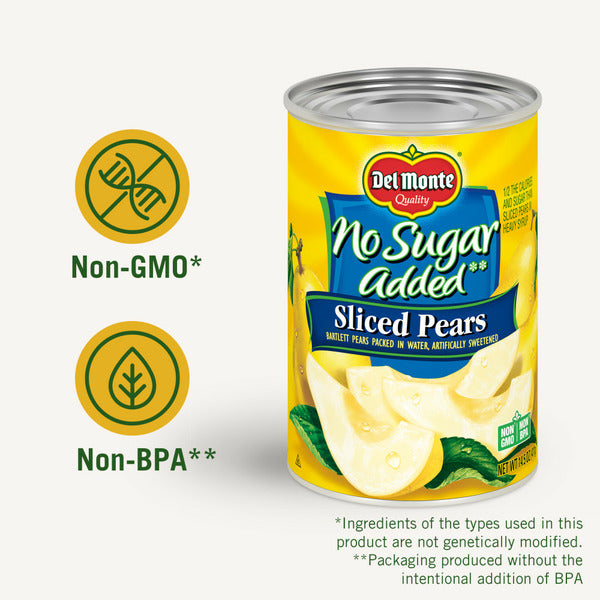 Del Monte No Sugar Added Sliced Bartlett Pears, Canned Fruit