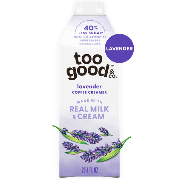 Too Good & Co. Lavender Coffee Creamer, Flavored Creamer Made with Real Milk and Cream, Tastes Great in Iced Coffee and Cold Brew, 25.4 fl oz DestGlow