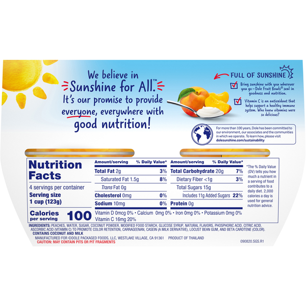 Dole Parfait, Peaches & Creme