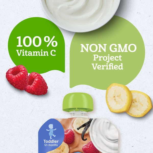 Gerber Toddler Food Organic Banana Raspberry Yogurt With Vanilla Puree Pouch