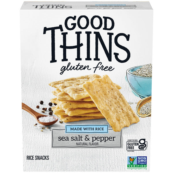 GOOD THINS Sea Salt & Pepper Rice Snacks Gluten Free Crackers, Snack Crackers 7 oz