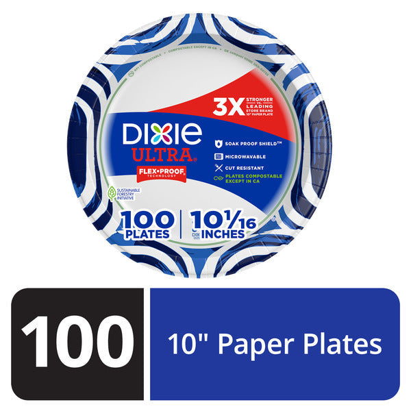 DIXIE Paper Plates, 10 Inch Dinner Plate (Designs May Vary)