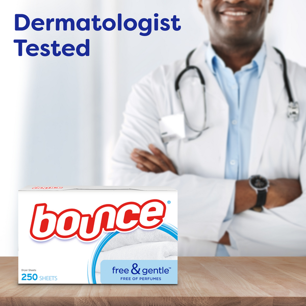 Bounce Free & Gentle Unscented Fabric Softener Dryer Sheets for Sensitive Skin