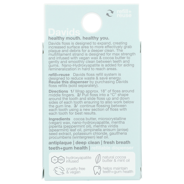 DAVID Expanding Dental Floss W/Hydroxyapatite, Mint, 30M
