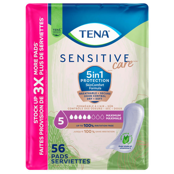 TENA Intimates Sensitive Care Maximum Absorbency Incontinence Pad for Women, 56 ct