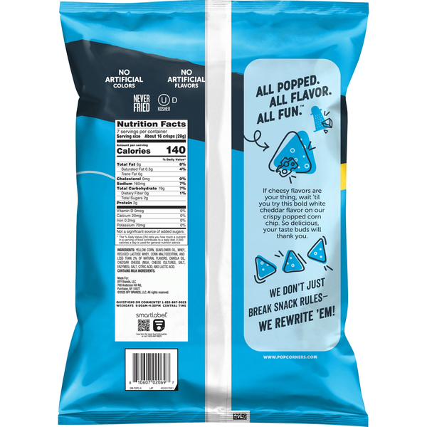 PopCorners Popped-Corn Snack, White Cheddar Flavored