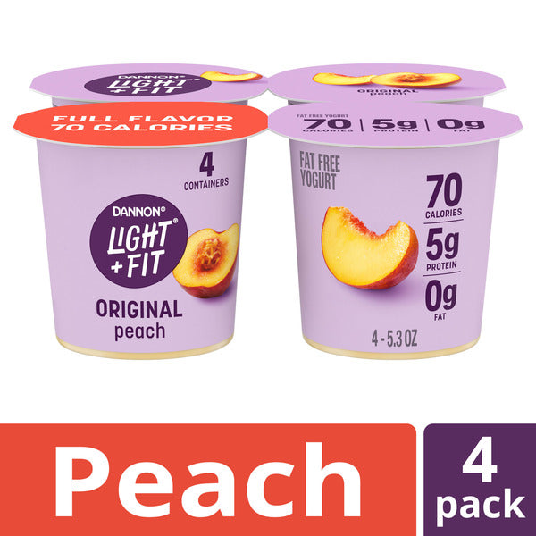 Dannon Light + Fit Original Peach Nonfat Yogurt 4 ct