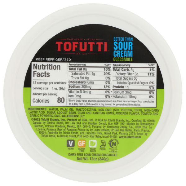 Tofutti Brand Tofutti Sour Cream Guacamole