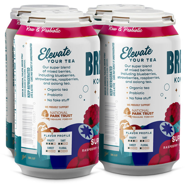Brew Dr. Kombucha Superberry, w/ Raspberry, Blueberry & Oolong Tea