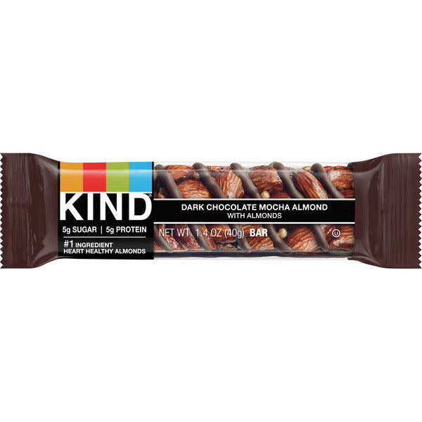 KIND Healthy Snack Bar, Dark Chocolate Mocha Almond, 5g Sugar | 5g Protein, Gluten Free Bars, 1.4 OZ, 1 Count