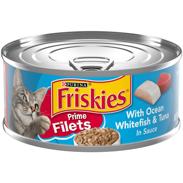 Purina Friskies Wet Cat Food, Prime Filets With Ocean Whitefish & Tuna in Sauce