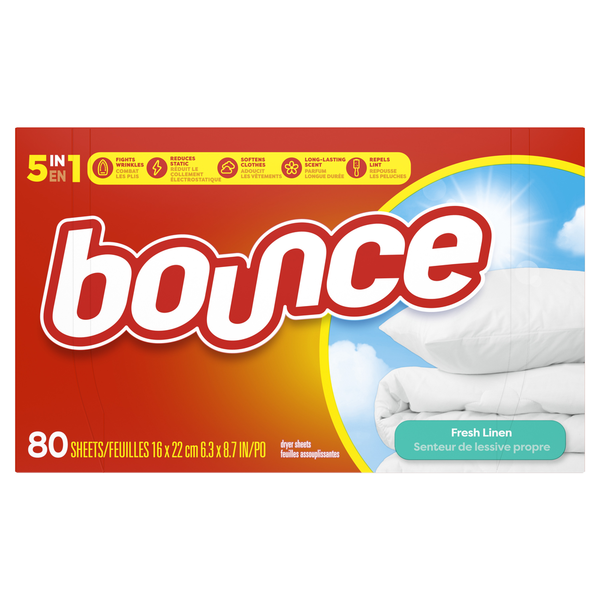 Bounce Fabric Softener Dryer Sheets, Fresh Linen