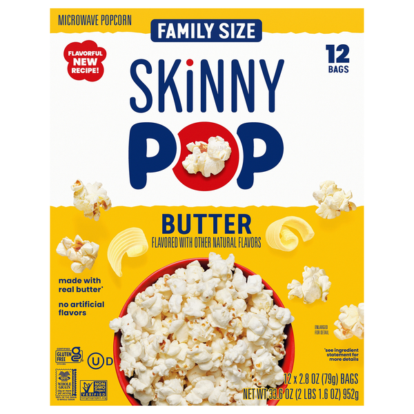 SkinnyPop Butter Microwave Popcorn Family Size