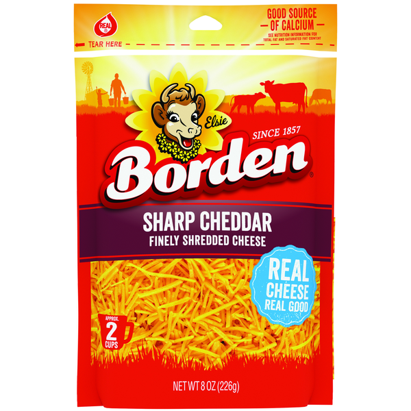 Borden Finely Shredded Cheese, Sharp Cheddar
