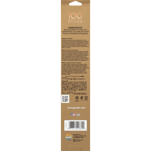 GONESH Extra Rich Incense Sticks, Sandalwood