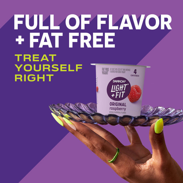Dannon Light + Fit Original Raspberry Nonfat Yogurt Cups 4 ct, 5.3 oz Each