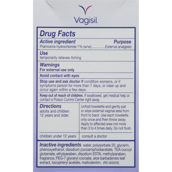 Vagisil Wipes, Medicated, Maximum Strength, Anti-Itch - 5 x 7.28