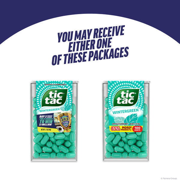 Tic Tac Wintergreen, On-the-Go Breath Mints, Pocket-Sized Mints, 100 pieces, 1.7 oz Single Pack