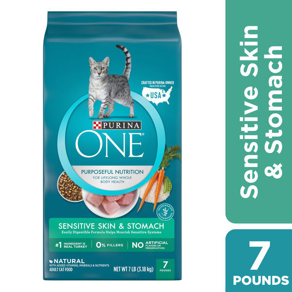Purina ONE Natural Dry Cat Food, Sensitive Skin & Stomach Formula