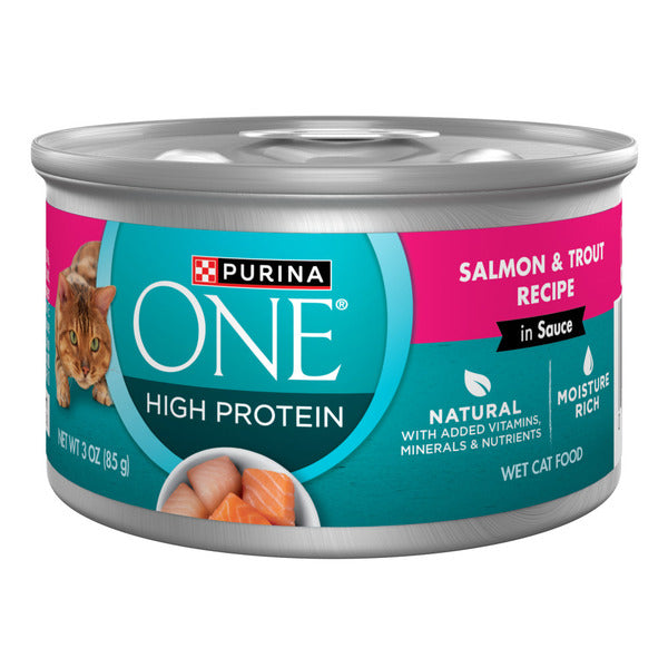 Purina ONE Natural, High Protein Cat Food, Salmon and Trout Recipe in Sauce