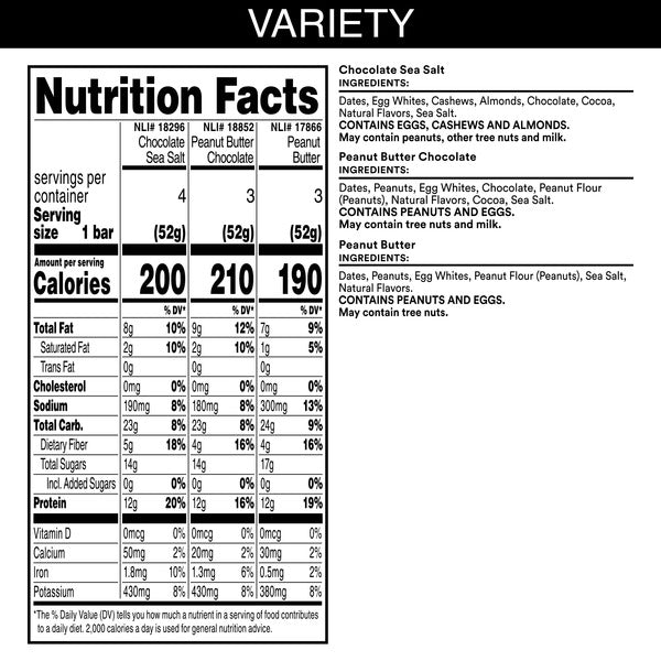 RXBAR Variety Pack Protein Bars, Protein Snack, 10 Count