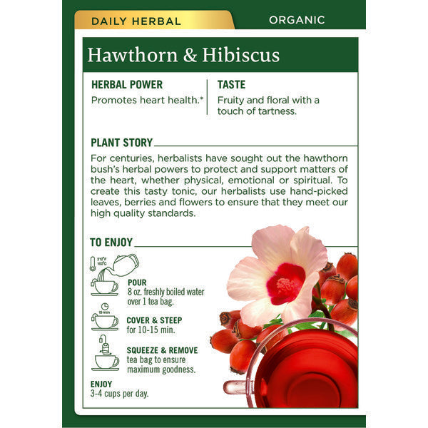 Traditional Medicinals Organic Hawthorn with Hibiscus, Caffeine Free Herbal Tea