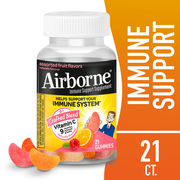 AIRBORNE® Airborne Assorted Fruit Flavored Gummies, 21 count - 750mg of Vitamin C and Minerals & Herbs Immune Support (Packaging May Vary)