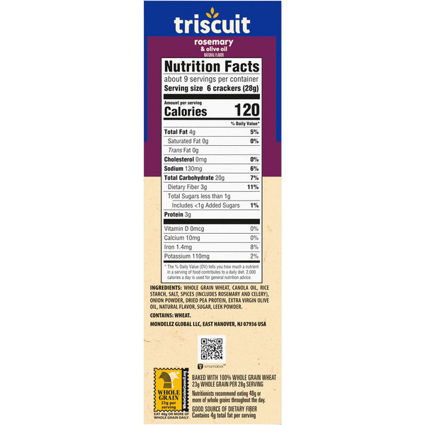 TRISCUIT Rosemary & Olive Oil Whole Grain Wheat Crackers