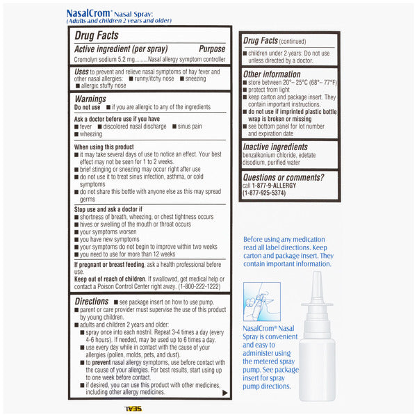 NasalCrom Nasal Spray Allergy Symptom Controller, 200 Sprays