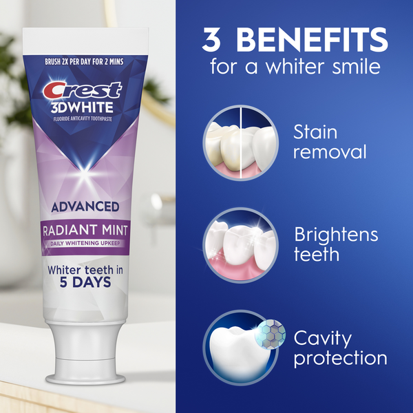 Crest 3DWhite Advanced Toothpaste, Radiant Mint