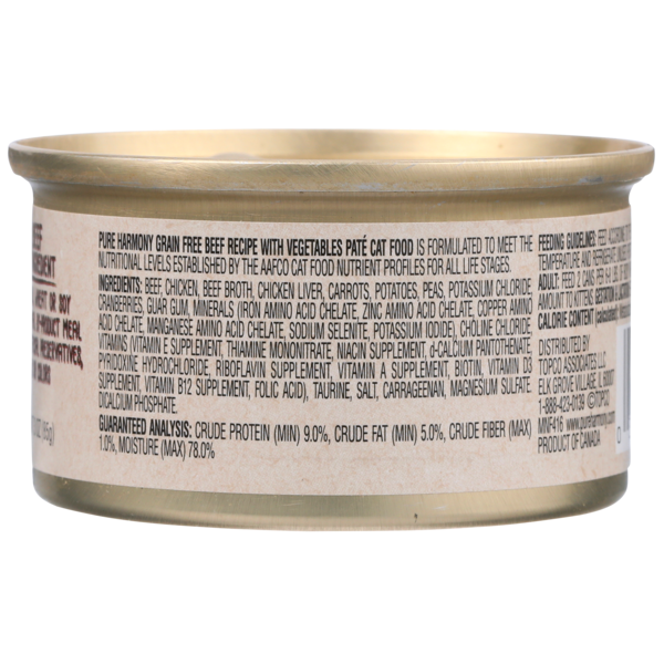 Pure Harmony Grain Free Beef Recipe With Vegetables Pate Cat Food