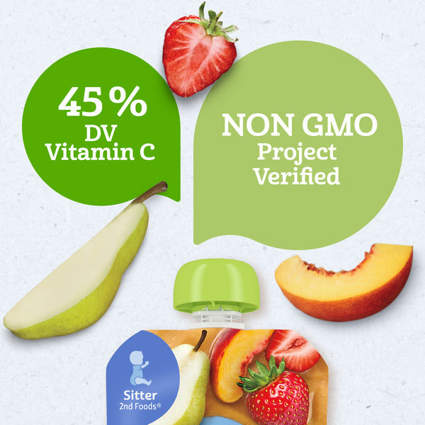 Gerber Stage 2 Baby Food Organic Pear Peach Strawberry Puree Pouch