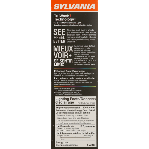 SYLVANIA Light Bulbs, LED, Soft White, 8 Watts