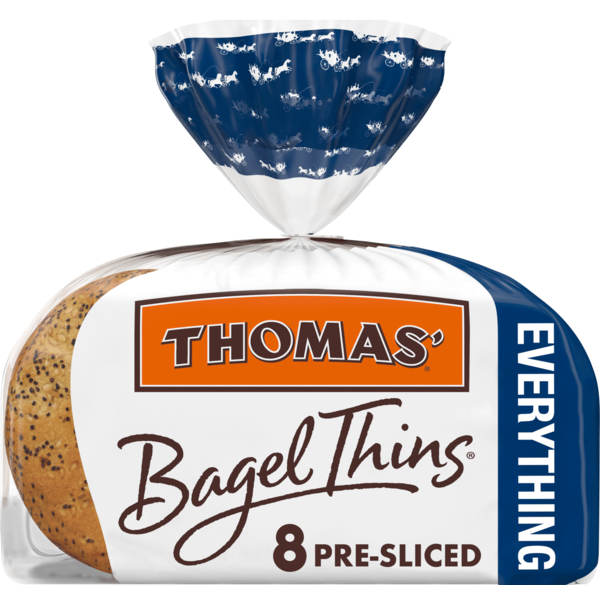 Thomas’ Bagel Thins, 8 ct, Everything, Bagels, 110 Calories, Bagels, 13 oz