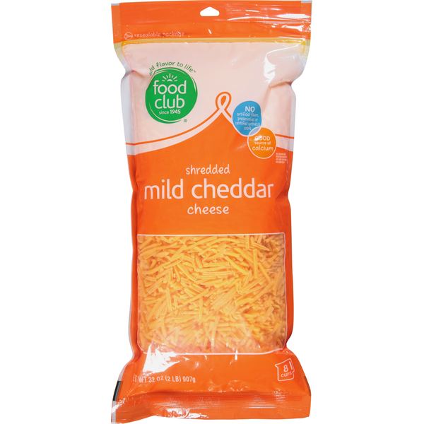 Food Club Shredded Cheese, Mild Cheddar