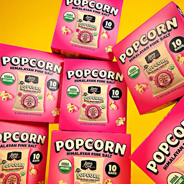 LesserEvil Organic Popcorn, Snack Pack Box, Himalayan Pink
